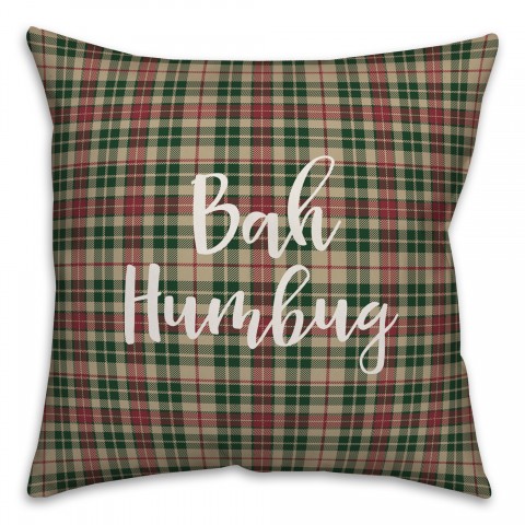 Bah Humbug in Tartan Plaid 18x18 Spun Poly Pillow Cover