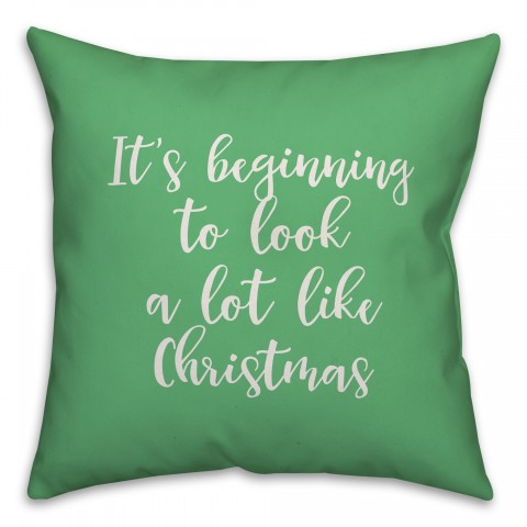 It's Beginning To Look A Lot Like Christmas in Light Green 18x18 Spun Poly Pillow Cover