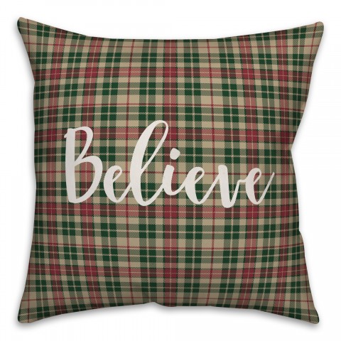 Believe in Tartan Plaid 18x18 Spun Poly Pillow Cover