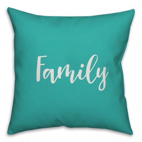 Family in Teal 18x18 Spun Poly Pillow Cover