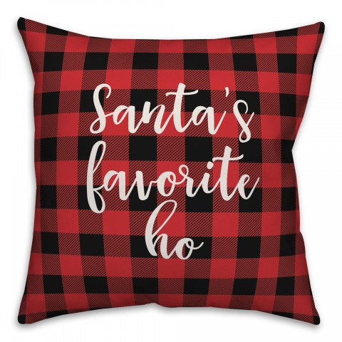 Santa's Favorite Ho in Buffalo Check Plaid 18x18 Spun Poly Pillow Cover
