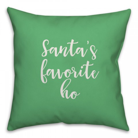Santa's Favorite Ho in Light Green 18x18 Spun Poly Pillow Cover