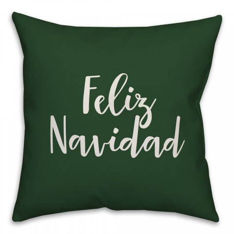 Feliz Navidad in Dark Green 18x18 Spun Poly Pillow Cover