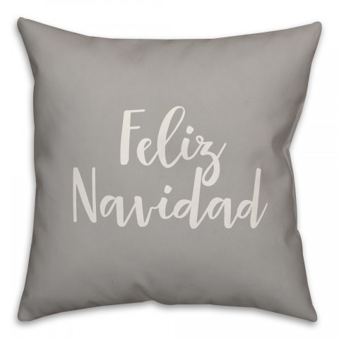 Feliz Navidad in Gray 18x18 Spun Poly Pillow Cover
