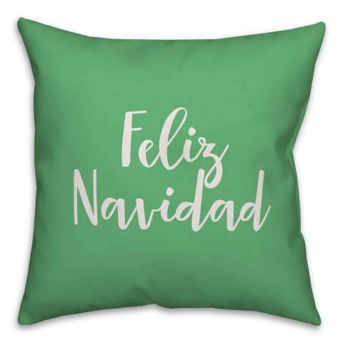 Feliz Navidad in Light Green 18x18 Spun Poly Pillow Cover