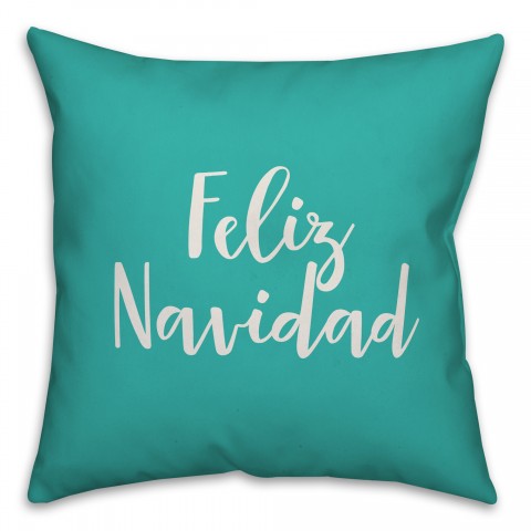 Feliz Navidad in Teal 18x18 Spun Poly Pillow Cover