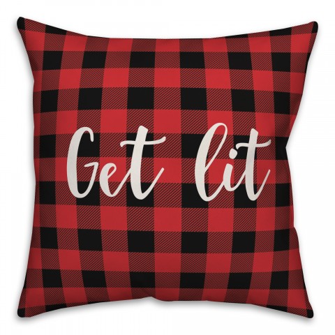 Get Lit in Buffalo Check Plaid 18x18 Spun Poly Pillow Cover