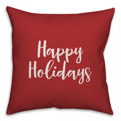 Happy Holidays in Red 18x18 Spun Poly Pillow Cover