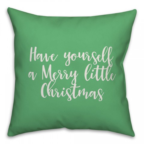 Have Yourself A Merry Little Christmas in Light Green 18x18 Spun Poly Pillow Cover