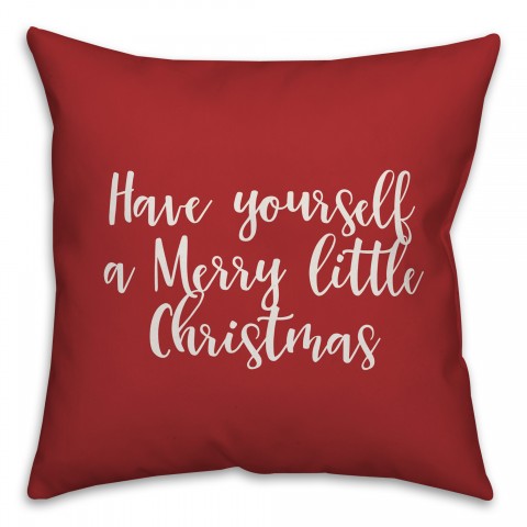 Have Yourself A Merry Little Christmas in Red 18x18 Spun Poly Pillow Cover