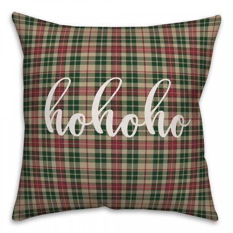 Hohoho in Tartan Plaid 18x18 Spun Poly Pillow Cover