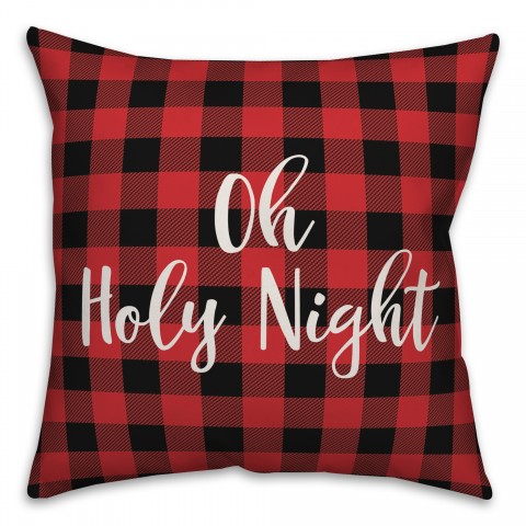 I'll Be Hohohome For Christmas in Buffalo Check Plaid 18x18 Spun Poly Pillow Cover