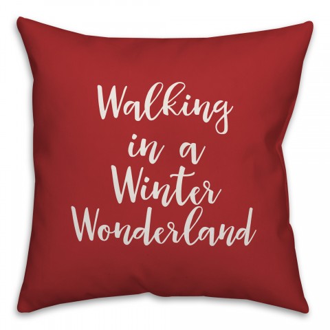 Walking In A Winter Wonderland in Red 18x18 Spun Poly Pillow Cover