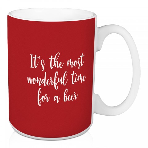 It's The Most Wonderful Time For A Beer in Red 15 oz Mug