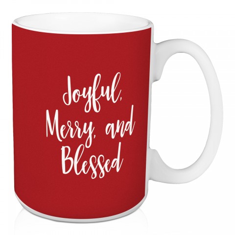 Joyful Merry And Blessed in Green 15 oz Mug
