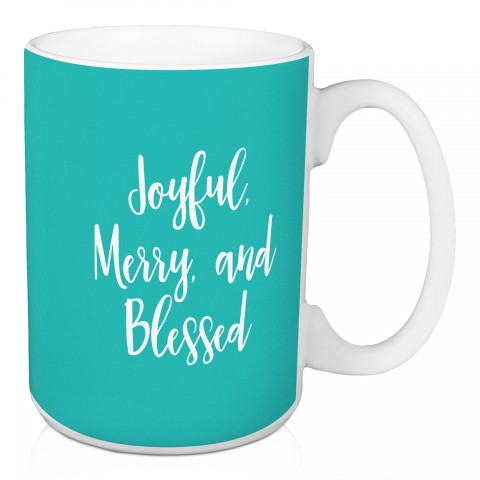 Joyful Merry And Blessed in Red 15 oz Mug