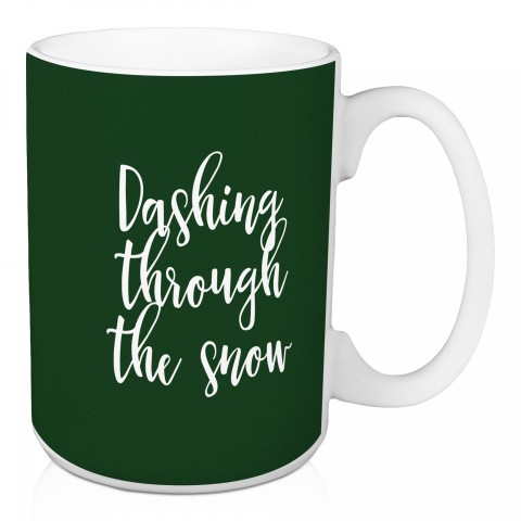 Dashing Through The Snow in Dark Green 15 oz Mug