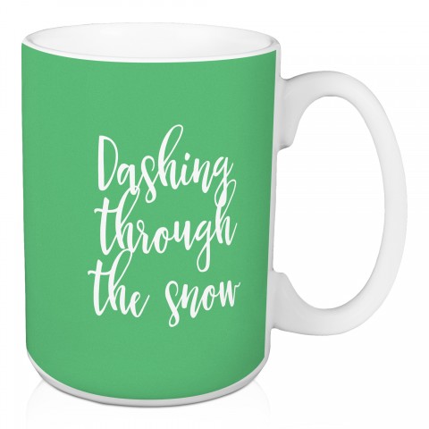 Dashing Through The Snow in Light Green 15 oz Mug