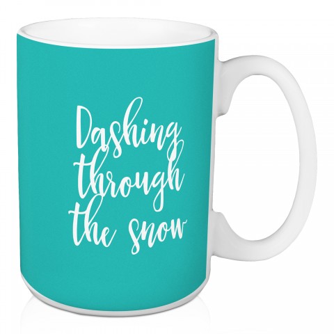 Dashing Through The Snow in Teal 15 oz Mug