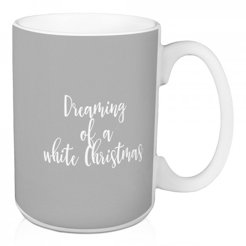 Dreaming Of A White Christmas in Gray 15 oz Mug