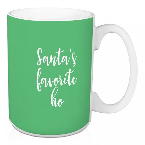 Santa's Favorite Ho in Light Green 15 oz Mug