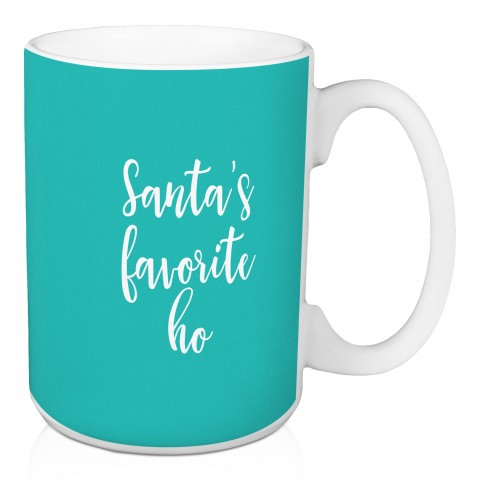 Santa's Favorite Ho in Teal 15 oz Mug
