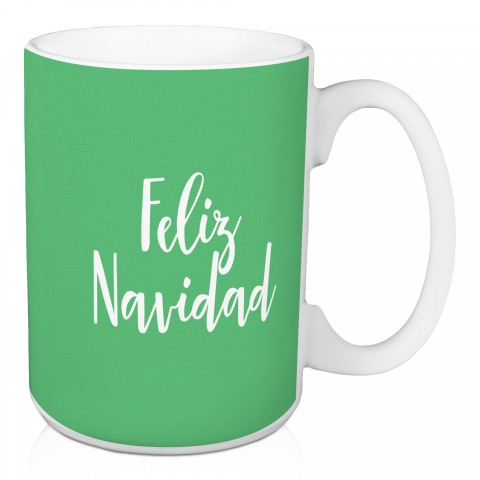 Feliz Navidad in Light Green 15 oz Mug