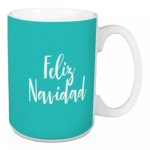 Feliz Navidad in Teal 15 oz Mug
