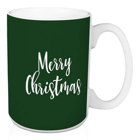 Merry Christmas in Dark Green 15 oz Mug