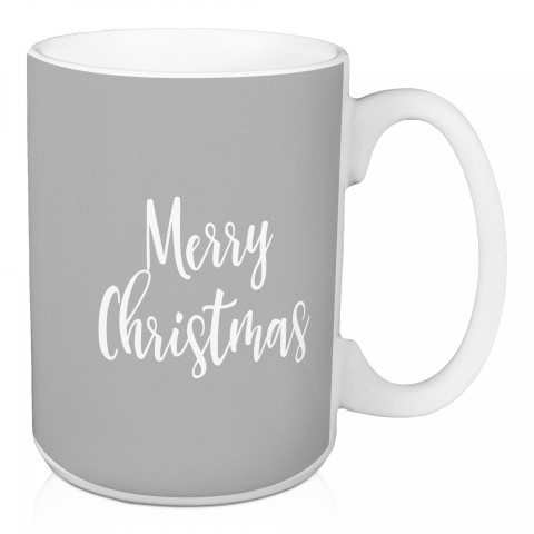 Merry Christmas in Gray 15 oz Mug