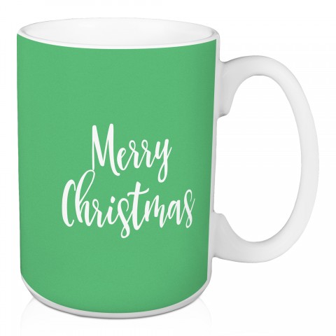 Merry Christmas in Light Green 15 oz Mug