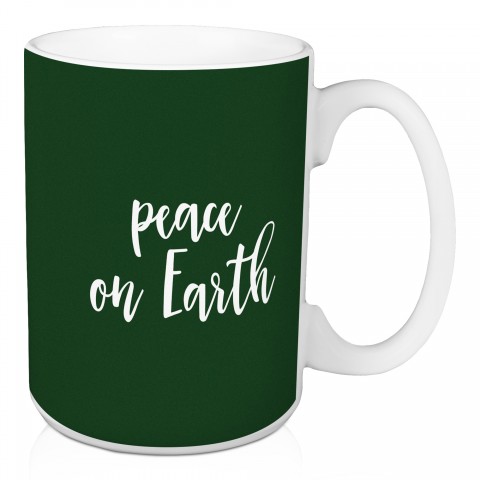 Peace On Earth in Dark Green 15 oz Mug