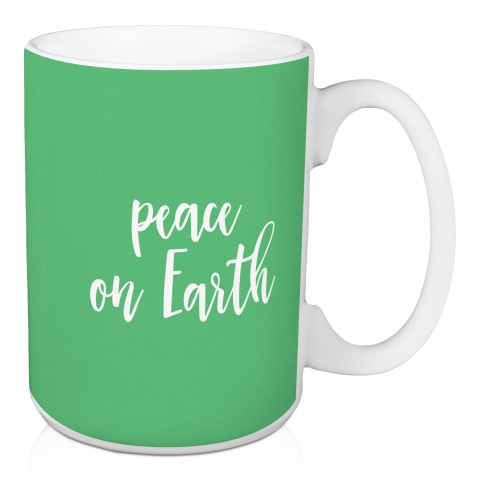 Peace On Earth in Light Green 15 oz Mug