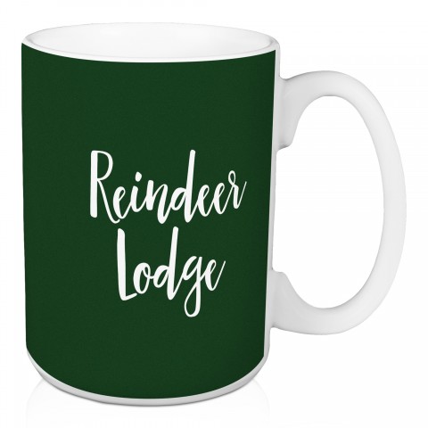 Reindeer Lodge in Dark Green 15 oz Mug