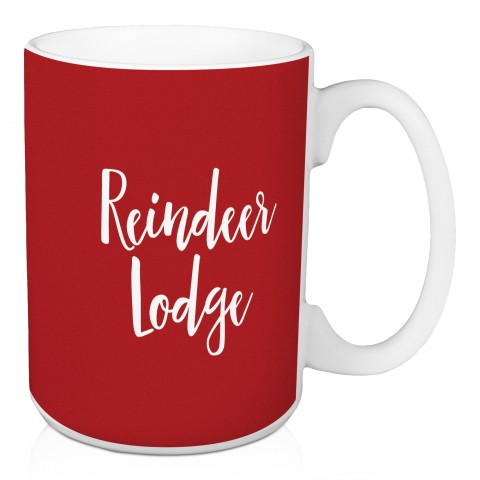 Reindeer Lodge in Red 15 oz Mug