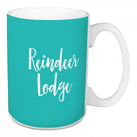 Reindeer Lodge in Teal 15 oz Mug