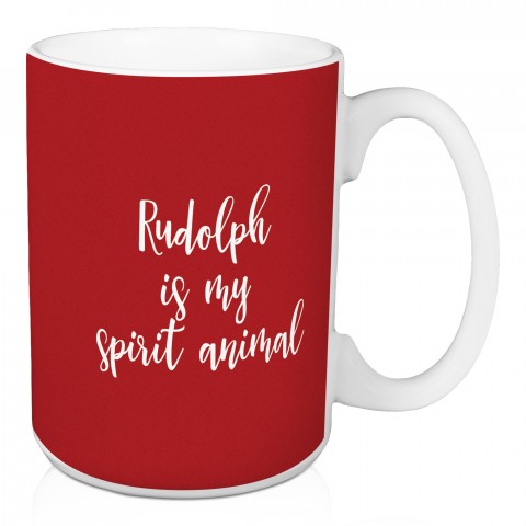 Rudolph Is My Spirit Animal in Teal 15 oz Mug