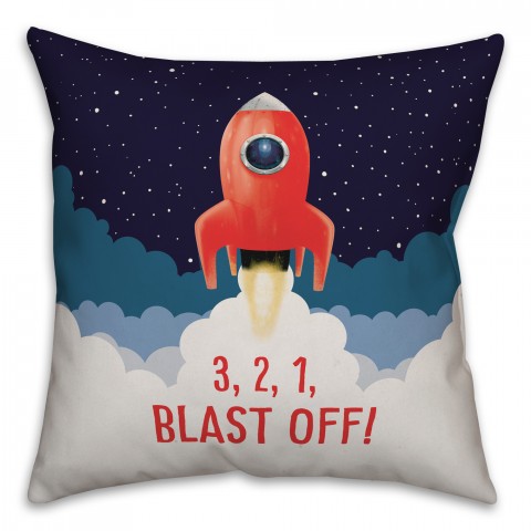 3, 2, 1, Blast Off 16x16 Spun Poly Pillow