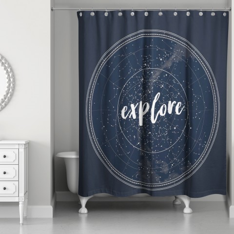Explore Star Chart 71x74 Shower Curtain