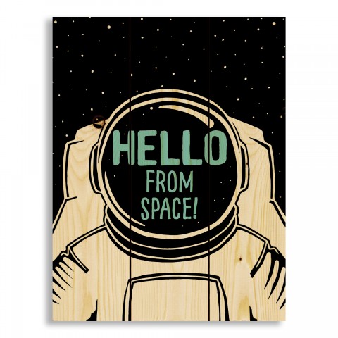 Hello From Space 10.5x14 Pallet Wood Art