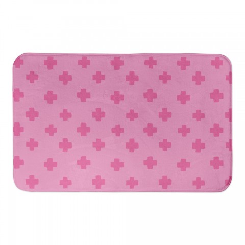 Pink Swiss Cross Pattern 34x21 Bath Mat