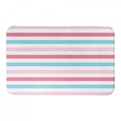 Pink & Blue Stripes Pattern 34x21 Bath Mat