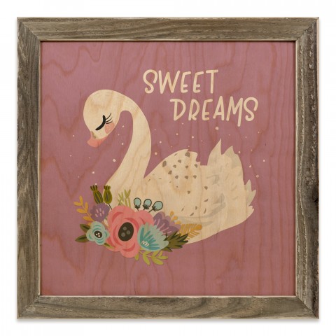 Sweet Dreams Swan 12x12 Framed Wood Print