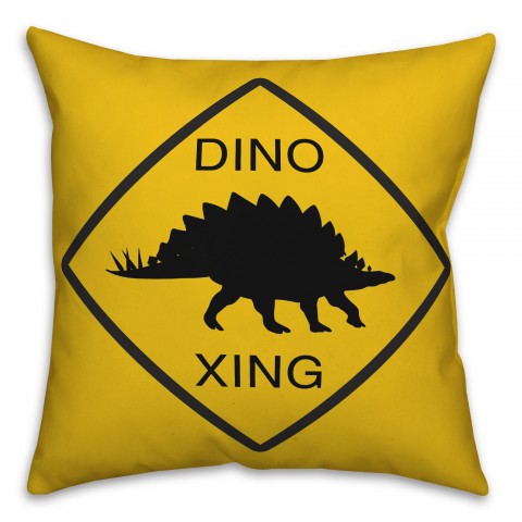 Dino Crossing 16x16 Spun Poly Pillow