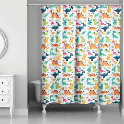 Colorful Dinosaur Pattern 71x74 Shower Curtain