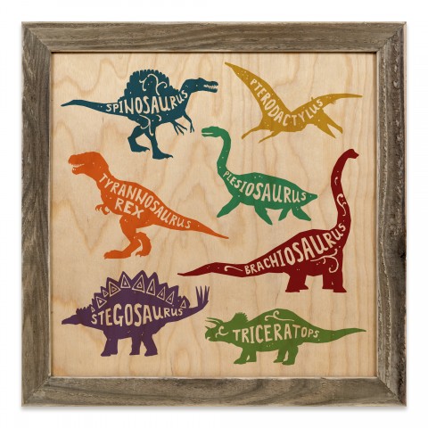Dinosaur Names 12x12 Framed Wood Print