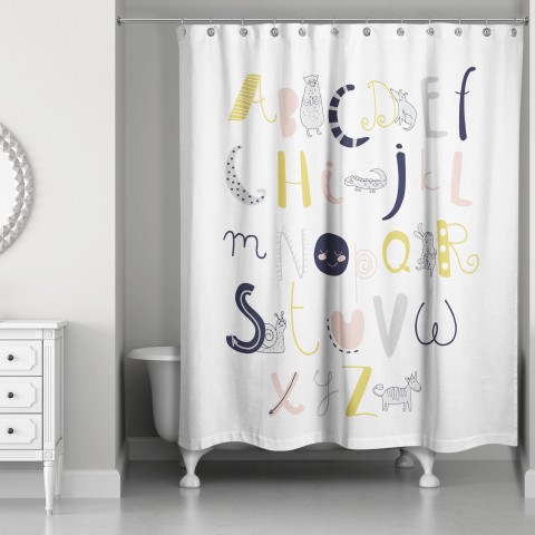 Animal Alphabet 71x74 Shower Curtain