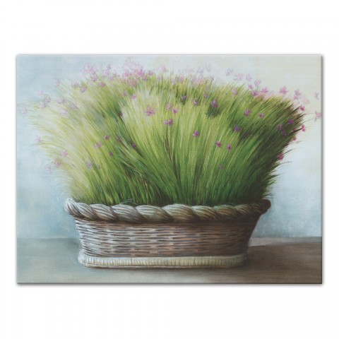 Painted Grass Basket 18x24 Canvas Wall Art