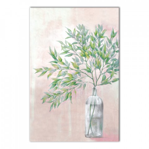 Blush Vase of Leaves 24x36 Canvas Wall Art