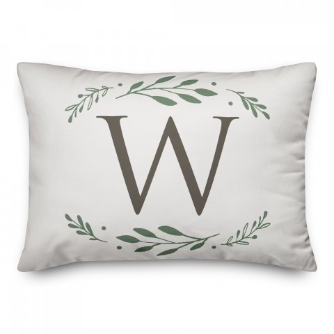 Green Laurels Monogram 14x20 Personalized Indoor / Outdoor Pillow